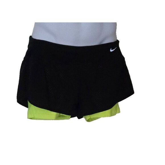 NIKE Dri-FIT 2 in 1 Running Shorts Women's Compression Liner black Yellow size M - Picture 6 of 6